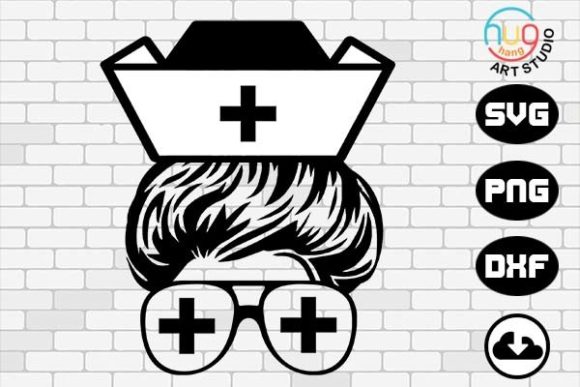 Mom Nurse Messy Bun Graphics for Crafts