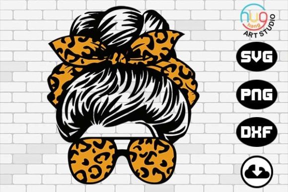 Moms Life Leopard Messy Bun Graphics for Crafts
