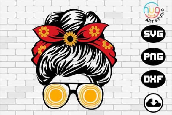 Summer Mom Messy Bun Hair Graphics for Crafts